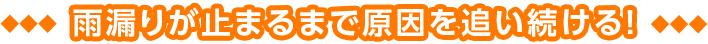雨漏りが止まるまで原因を追い続ける!