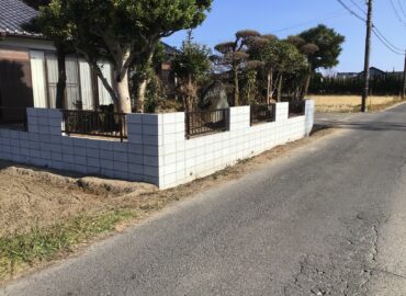 ブロック擁壁修復、庭木剪定・抜根工事